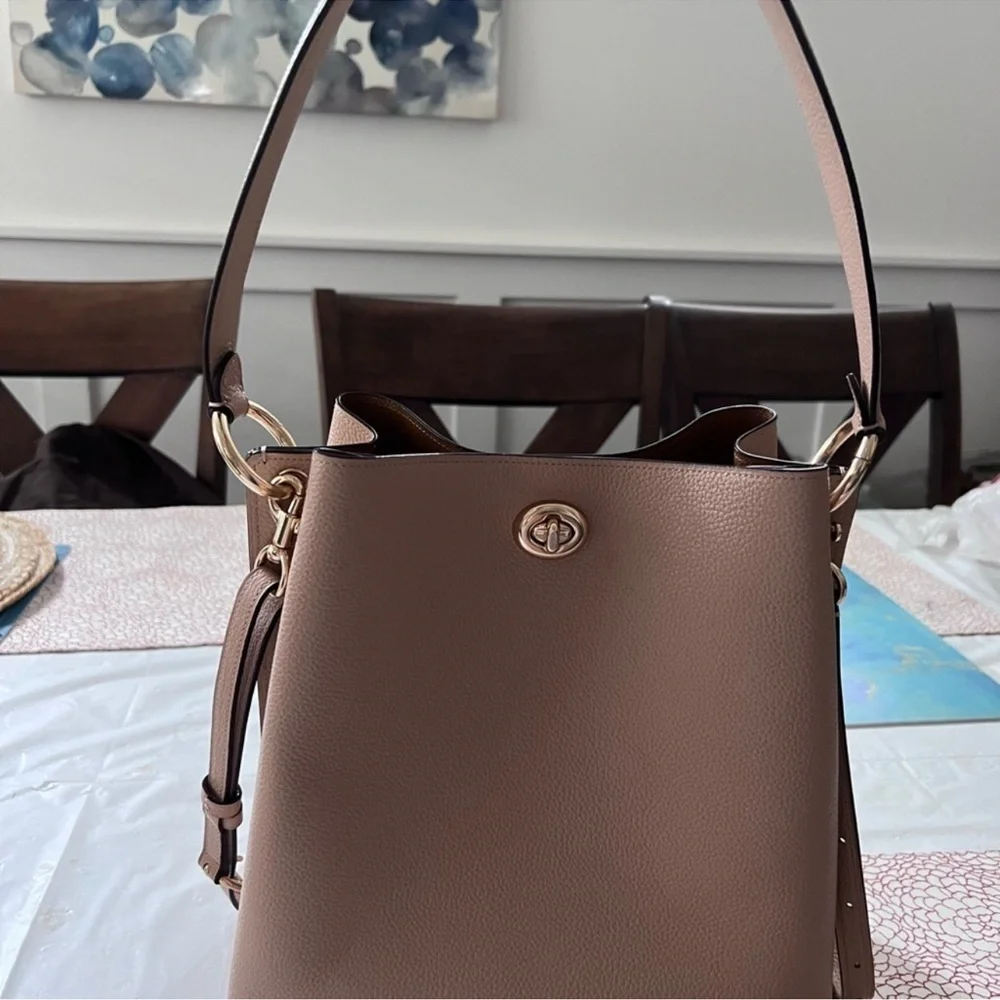 COACH Tan Peach Cream Charlie Bucket Leather Shoulder Bag - Picture 6 of 11